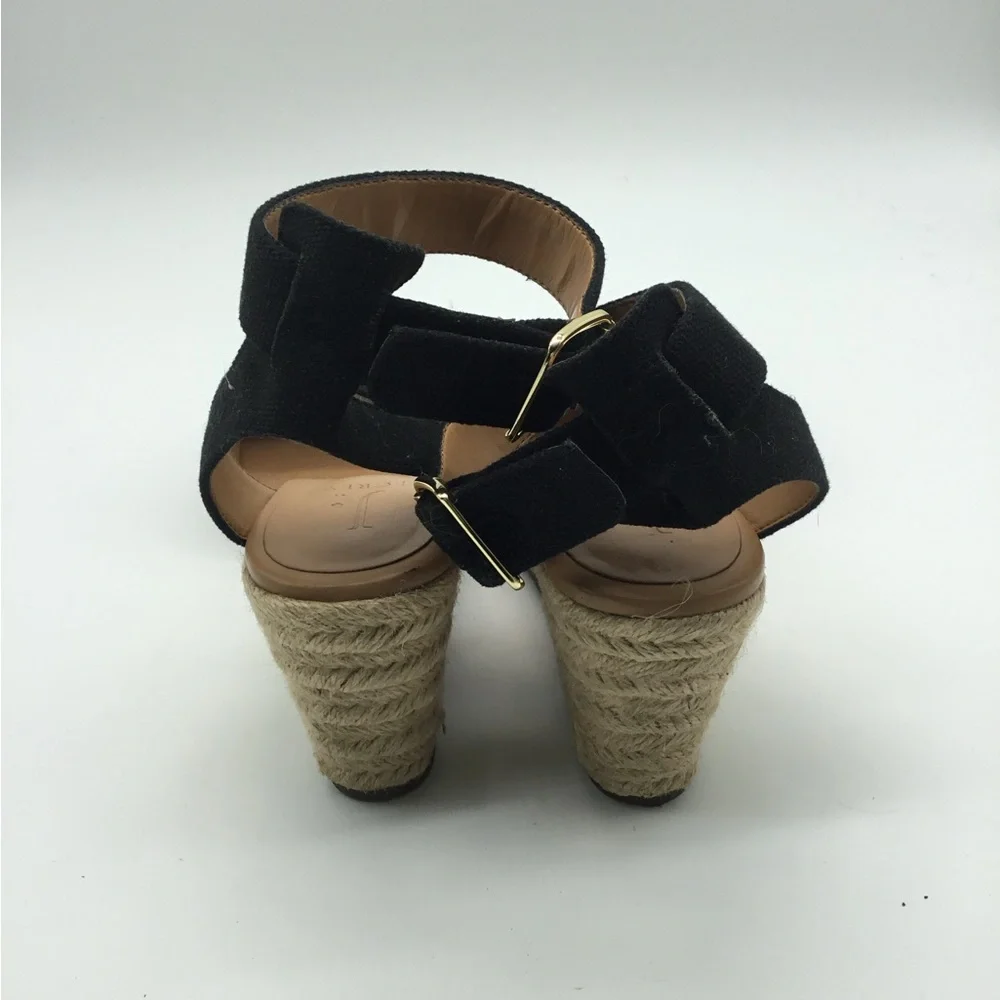 J. Crew Canvas Espadrille Wedge Ankle Strap Heels